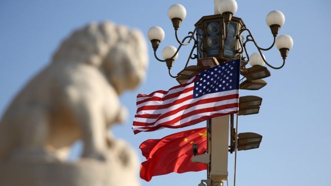 中國與美國國旗