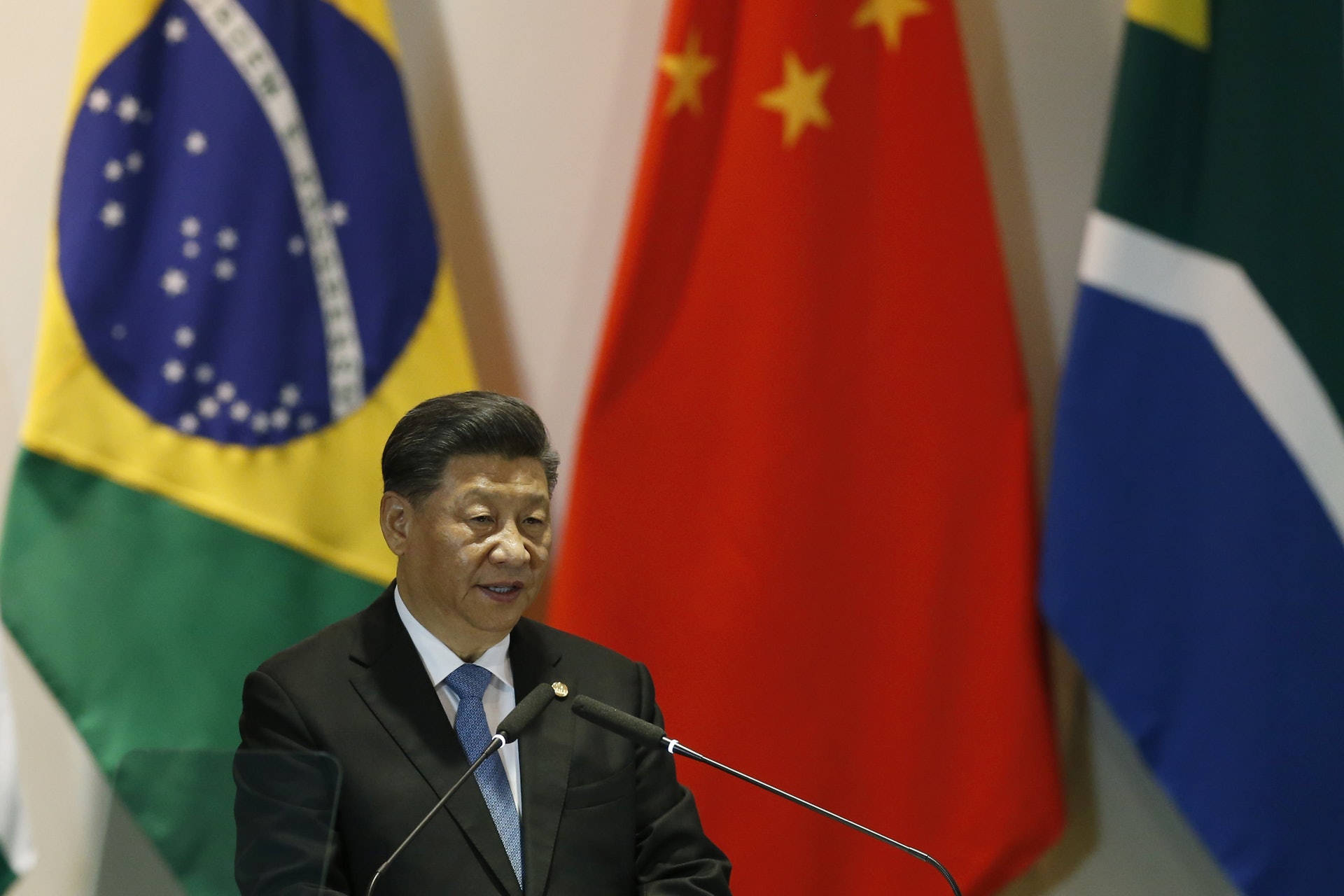 習近平在巴西利亞出席金磚國家領導人第十一次會晤時，就香港問題再度發聲。（美聯社）