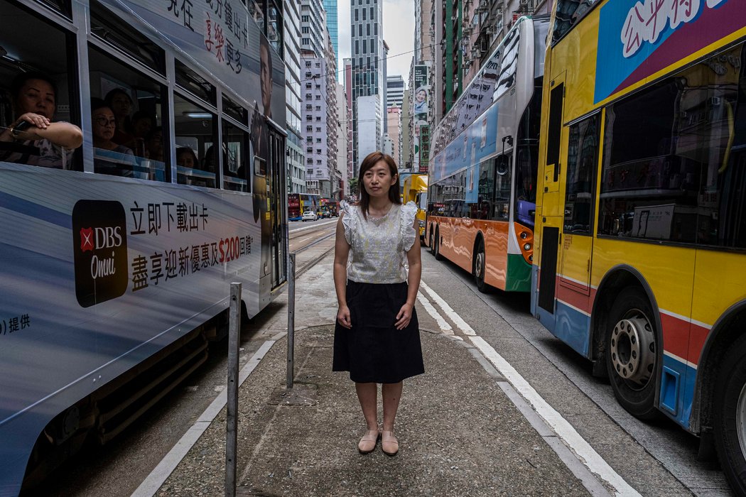 九月，前警官邱汶珊在香港街頭。