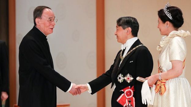 中國國家主席習近平特使、國家副主席王岐山赴東京出席於10月22日舉行的德仁天皇即位慶典。