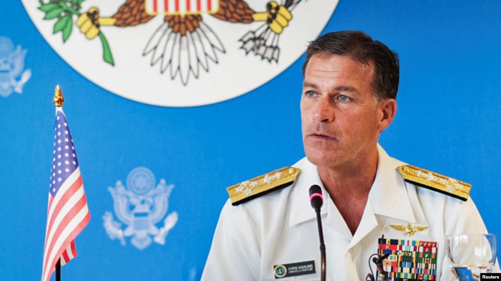 美軍太平洋艦隊司令阿奎利諾在曼穀舉行的新聞發布會上講話。（2019年12月13日）