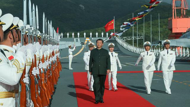 2019年12月17日，中國領導人習近平出席航母山東艦的交接儀式。（視頻截圖）