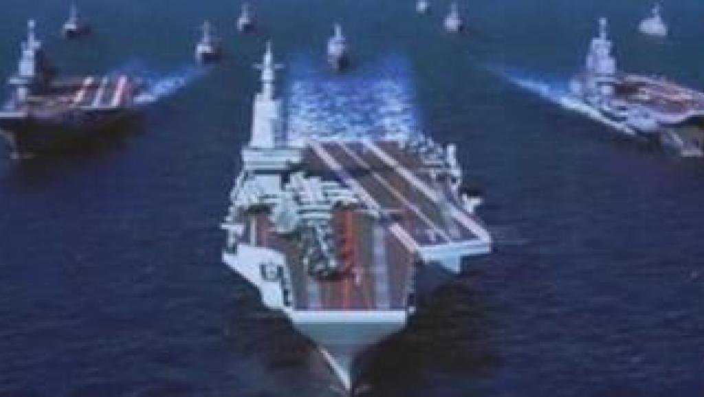 此前被官方公布的中國未來三艘航母艦隊效果合圖