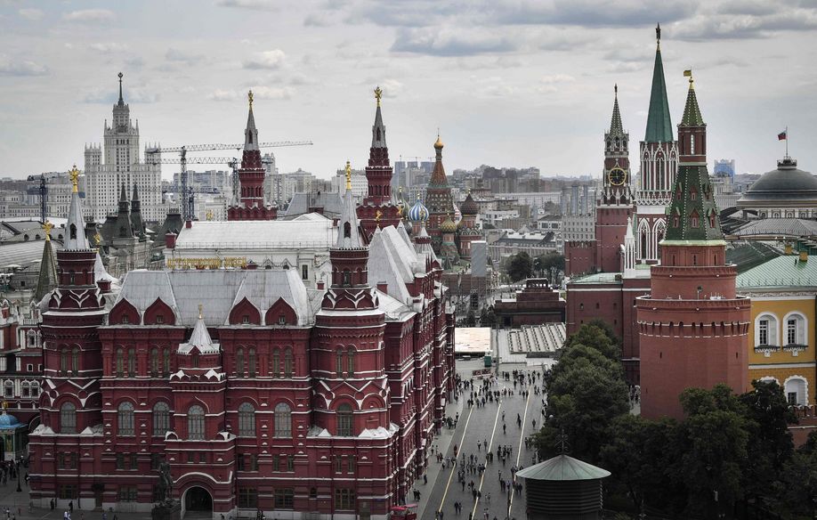8月7日在俄羅斯首都莫斯科拍攝的克裏姆林宮及周邊建築。新華社/法新