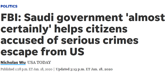 FBI指向沙特：协助被控犯罪公民逃离美国(图)