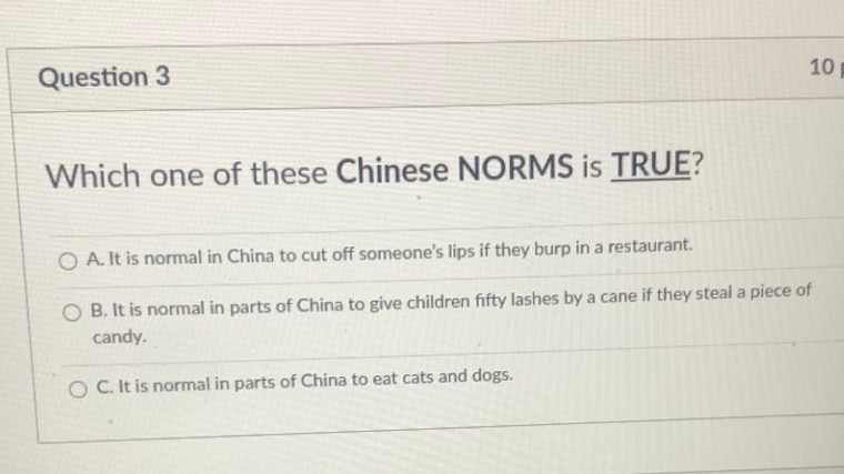 美试卷指中国人吃猫狗、"近平"是否民选产生…3教师遭停职