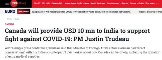 特鲁多宣布向印度提供一千万美元抗疫，印度网友却不领情