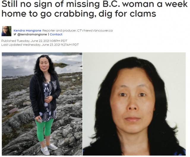 人呢？华裔女子告诉家人去捕蟹 结果一去无回