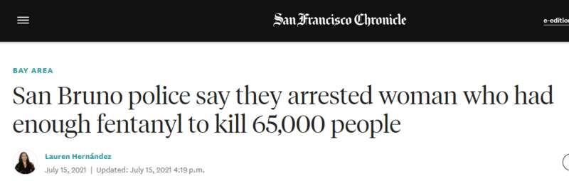 加州女毒枭落网 持有大量芬太尼 足以杀死7万人